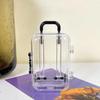 Earrings Storage Box Mini Trolley Case Shape with Mini Wheels Transparent Hairpins Necklaces Rings Organizer Pendant Organization Case Candy
