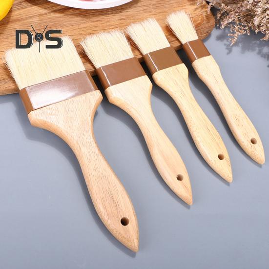 Пищевая деревянная ручка, щетка для барбекю, устойчивая к высоким температурам щетина, устойчивая к масляному покрытию, щетка для гриля, инструмент для выпечки