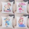 Children's Room Sofa Home Pillowcase Cute Cartoon Girl and Cat Pillowcase Decoration Cute Princess Home Decoration Cushion Cover
