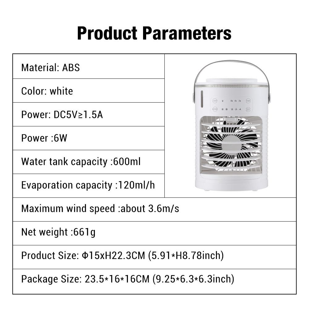 Портативный настольный маленький вентилятор с распылителем Многофункциональный охлаждающий вентилятор 3-в-1 с цветной подсветкой
