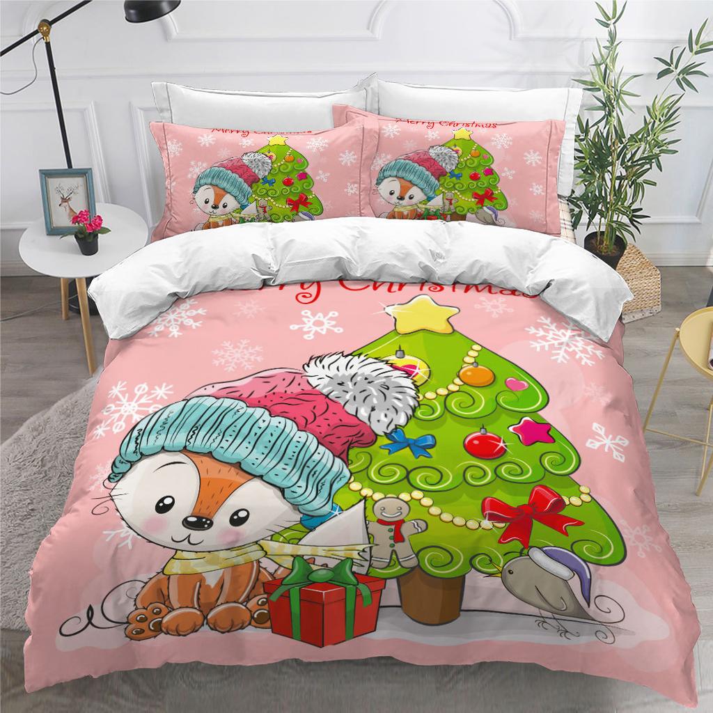 3D Cartoon Animal Bedding Set with High-definition Digital Printed Duvet and Pillowcase 2/3 Pieces Suitable for Children's Room and Home Decoration