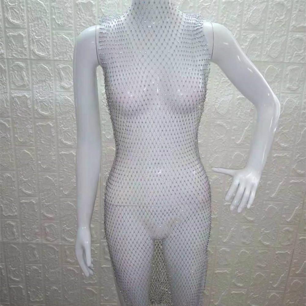 Sexy and Feminine Summer Performance and Gogo Show Style Grid Shiny Round Collar Women's Dress