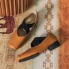 Fashion Square Toe Ballet Shoes for Women Spring/autumn Retro Mary Jane Shoes Women's Thick Heeled Lace Up Ballet Flat Sole Single Shoes