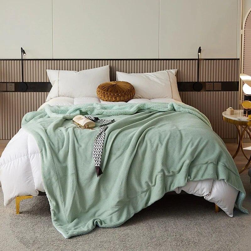 Зимнее теплое одеяло для дивана, пушистое одеяло из овечьей шерсти, покрывало для двуспальной кровати размера «queen-size», плед, покрывало