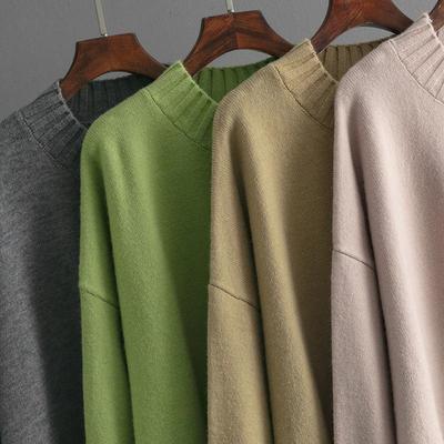 Женский осенне-зимний повседневный вязаный свитер с круглым вырезом и длинными рукавами