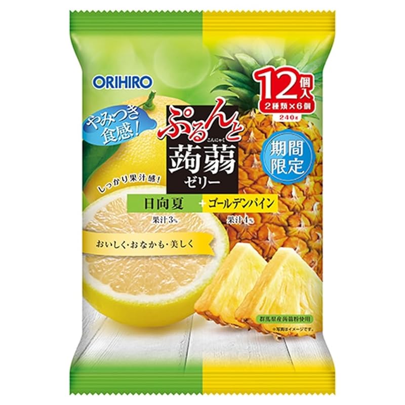 Orihiro Purunto коннячное желе Хюганацу + Золотой ананас 12 штук (2 вида x 6 штук) х 6 сумок