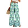 Women Summer Boho Palazzo Pants High Waist Wide Leg Floral Printing Casual Trousers With Pockets