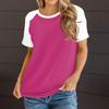 Женская летняя повседневная цветная свободная футболка с круглым вырезом и рукавами реглан с короткими рукавами
