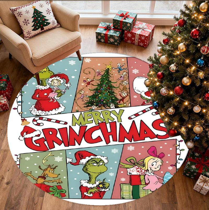 The Grinch Pattern Round Rug, Indoor/Outdoor Mat, for Picnic, Gameroom, Bedroom, Office, Living Room, Home Decor Carpet, Birthday Gift
