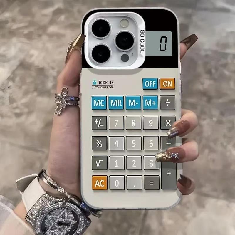 Retro Calculator Pattern Phone Case for iPhone 17 Air 16 15 14 11 Pro 13 12 Mini 8 7 Matte Laser Bumper Shockproof Hard Cover