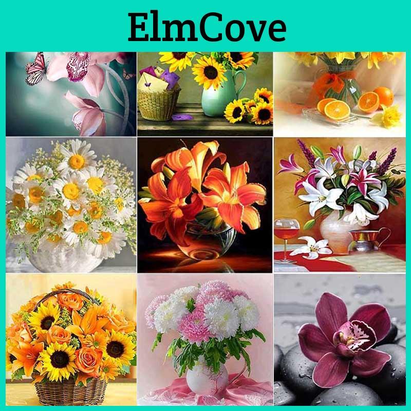 Diamond Diy Diamond Painting Flower Embroidery Lily Cross Stitch Full Round Drill Rhinestone Handmade Art Home Decor Gift