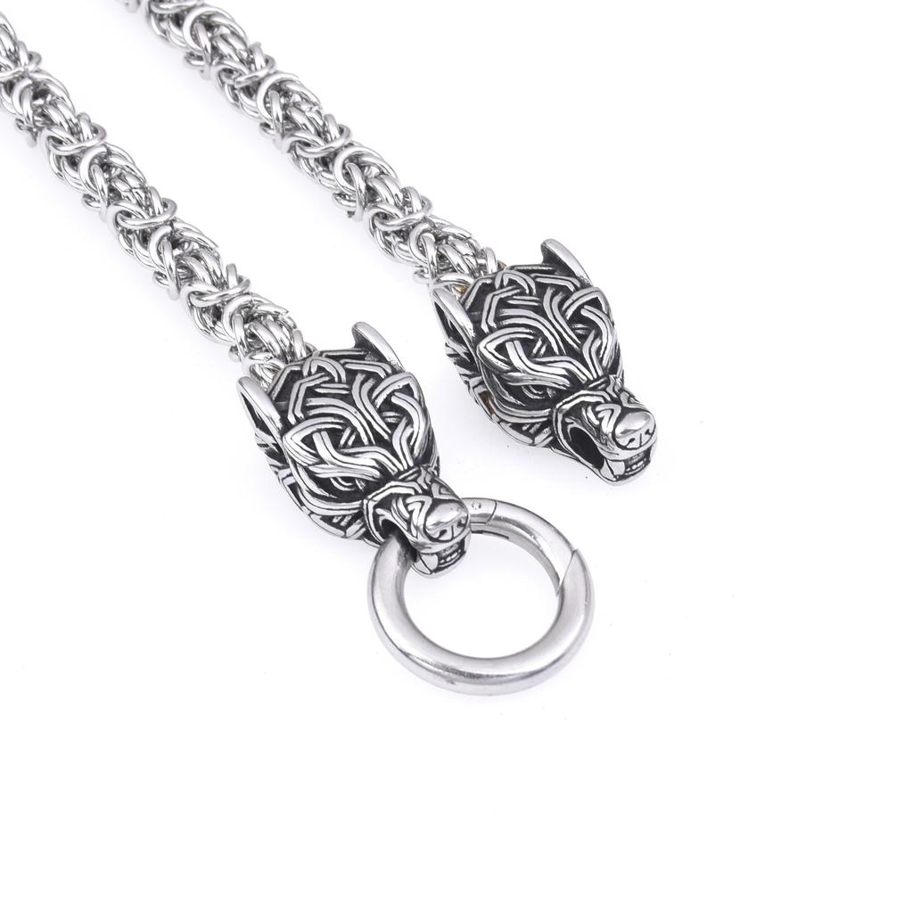 Norse Mythology Viking Stainless Steel Odin Cross Pendant Men 'S Domineering Stainless Steel Wolf Head Necklace Jewelry 