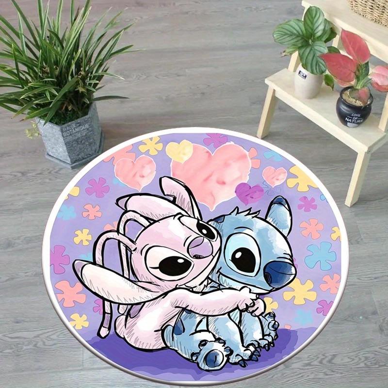 1pc Love Stitch Round Area Rug,Non Slip,Machine Washable Polyester Carpet for Living Room,Bedroom Decor