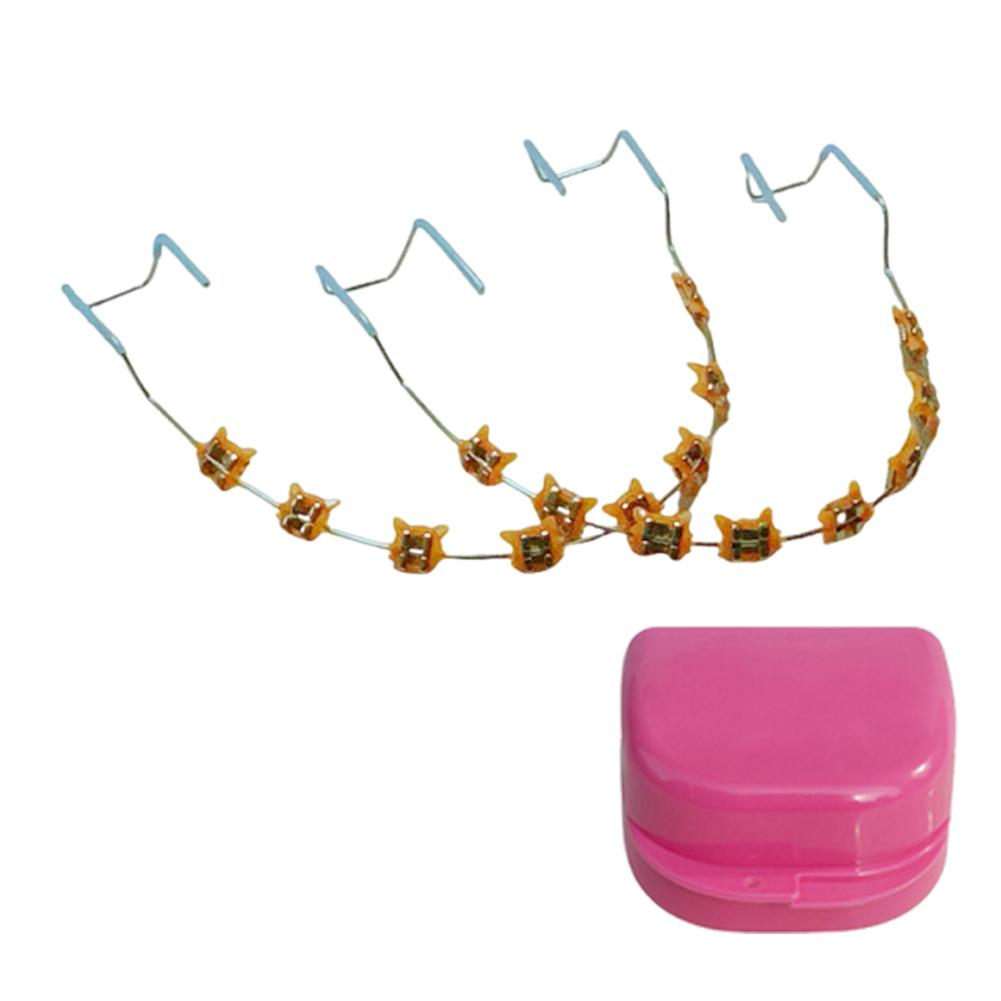 2 шт. Цветные стоматологические декоративные брекеты с коробкой для хранения Ортодонтические металлические дуги Брекет Мультяшный узор для ежедневной защиты зубов