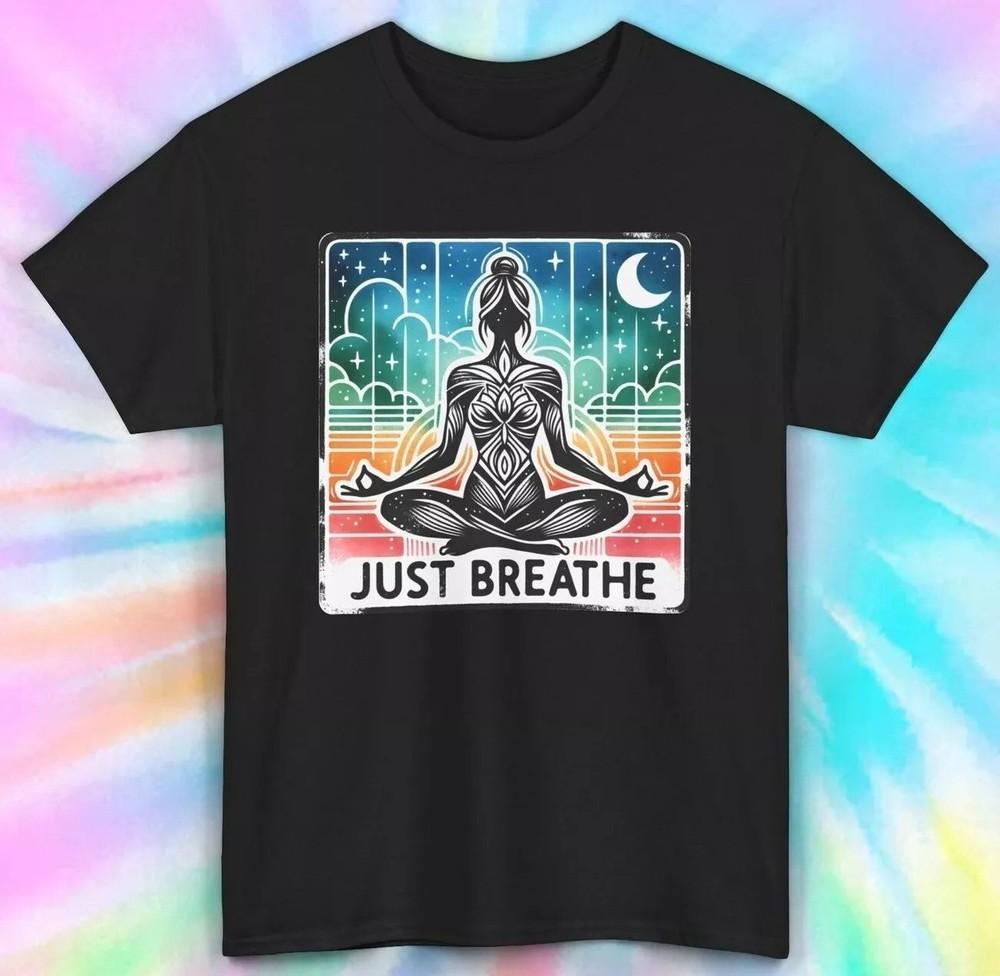 Just Breathe Shirt | Yoga Meditation Moon Graphic Tee S-5XL Unisex T-Shirt