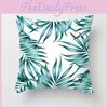 Элегантная зеленая тропическая растительность листья пальмы льняная наволочка с классическим дизайном 18"x18"