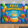 Двумерный испанский фон для дня рождения - Баннер с конфетти "Feliz Cumpleaños" для детской фотосессии Fiesta