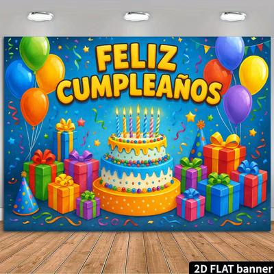 Двумерный испанский фон для дня рождения - Баннер с конфетти "Feliz Cumpleaños" для детской фотосессии Fiesta