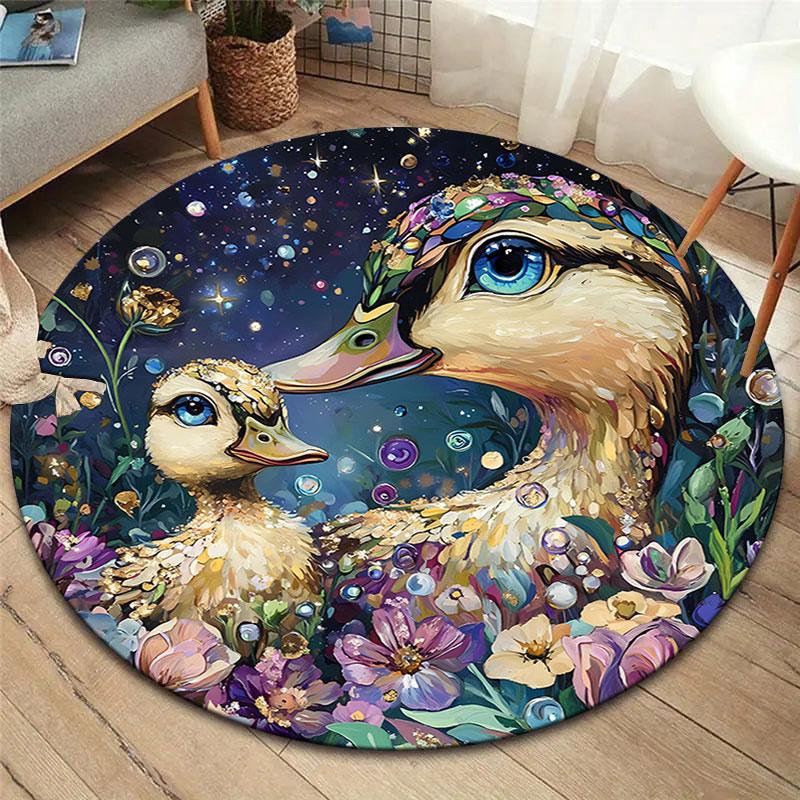 Colorfulanimal Round Area Rug,Carpet Rug for Living Room Bedroom Sofa Playroom Decor,Non-slip Floor Mat