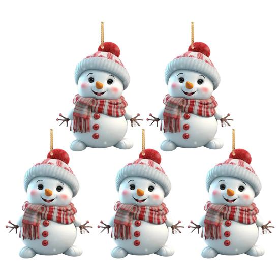 Yousheng 5 шт. Рождественский снеговик, украшение 2D, плоский акриловый снеговик, подвесное украшение, мультяшный снеговик, подвеска для рождественской елки, каминная дверь, декор