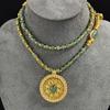 Jade Stone Large Compass Necklace - Vintage Luxurious Pendant
