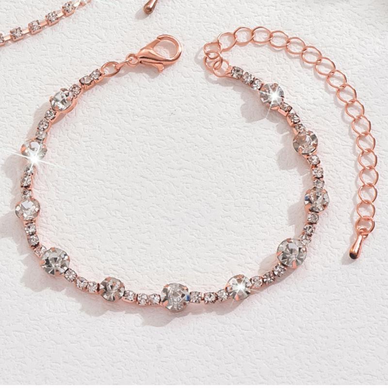 Серебряный комплект украшений с бриллиантами: Женские серьги, ожерелье и браслет - Простые свадебные аксессуары из трех частей