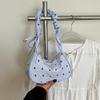 Beautiful foreign style bow one shoulder armpit bag women's summer new high value crescent bag pleated handbag