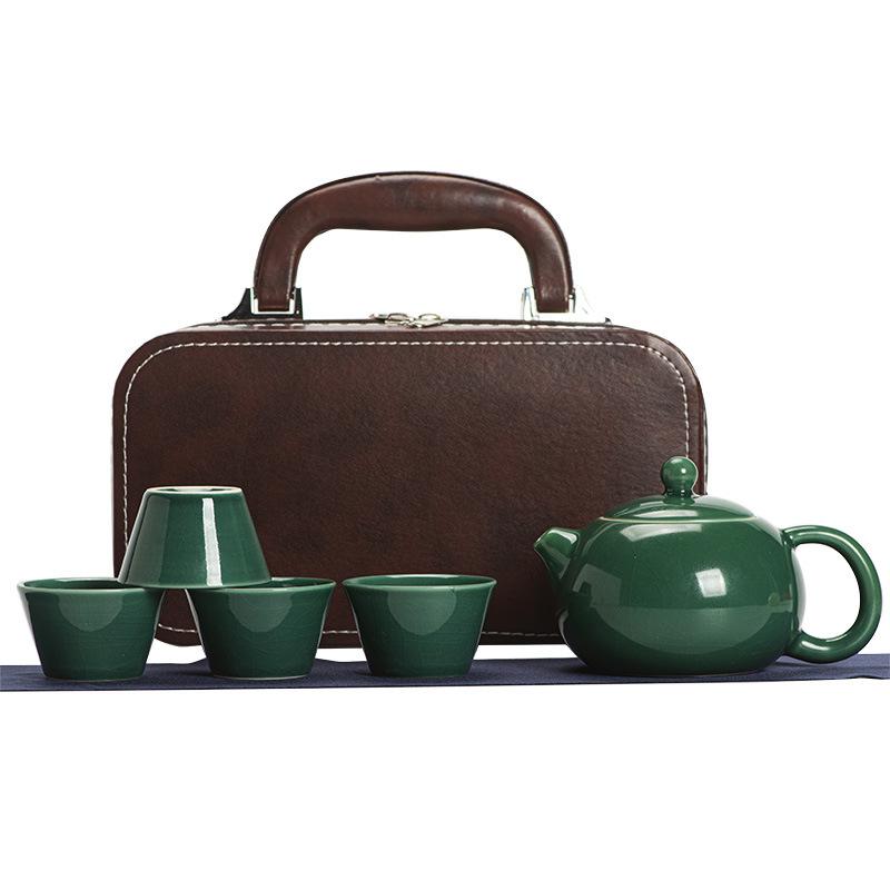 Travel Tea Set Outdoor Camping Portable Tea Set Black Pottery Kuaike Cup Kung Fu Tea Set Storage Bag Business Gifts