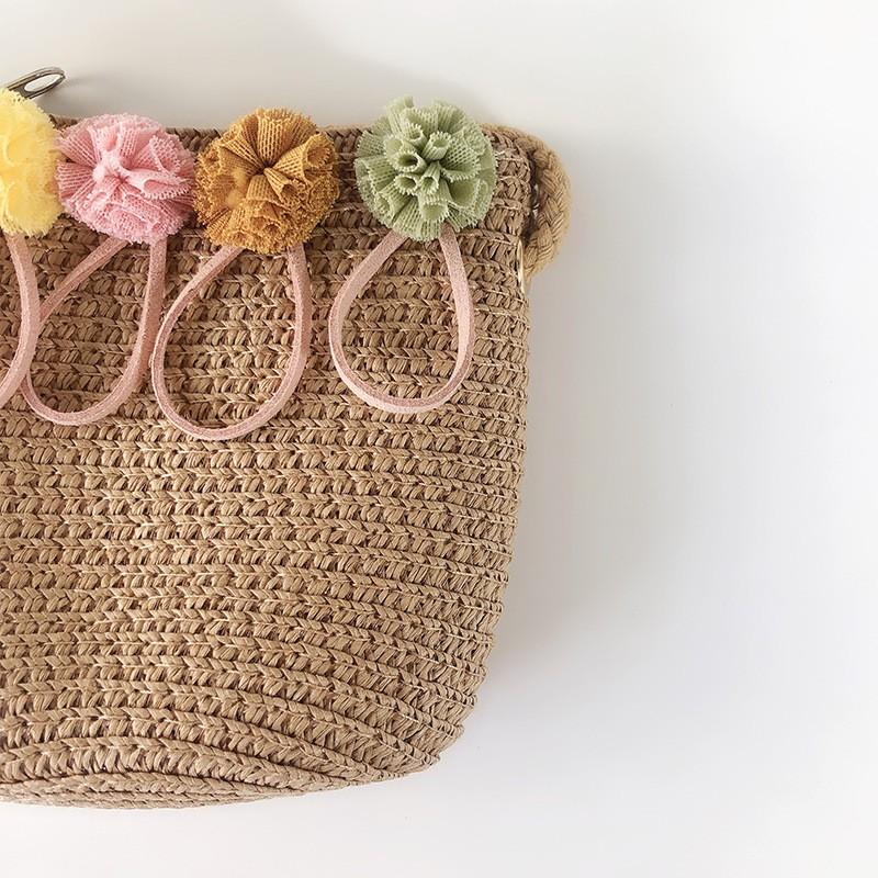 Girl's Bag Straw Bags Mini Shoulder Bag Flower Shaped Ball Design Princess Baby Bags