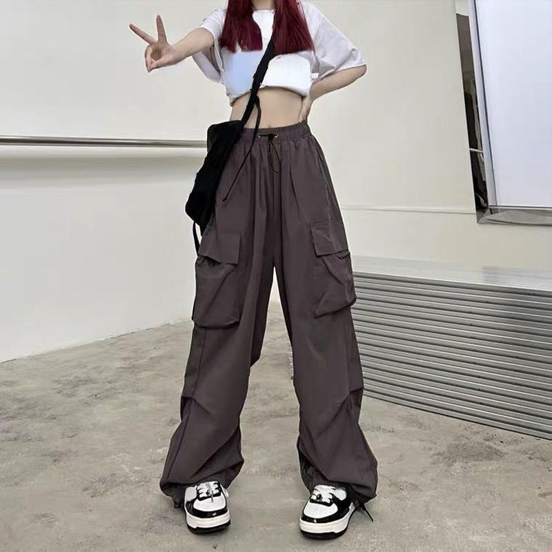 2023 Женские повседневные спортивные брюки, однотонные брюки с низкой талией, широкие мешковатые брюки на шнурке, уличная одежда больших размеров, спортивные штаны Y2k
