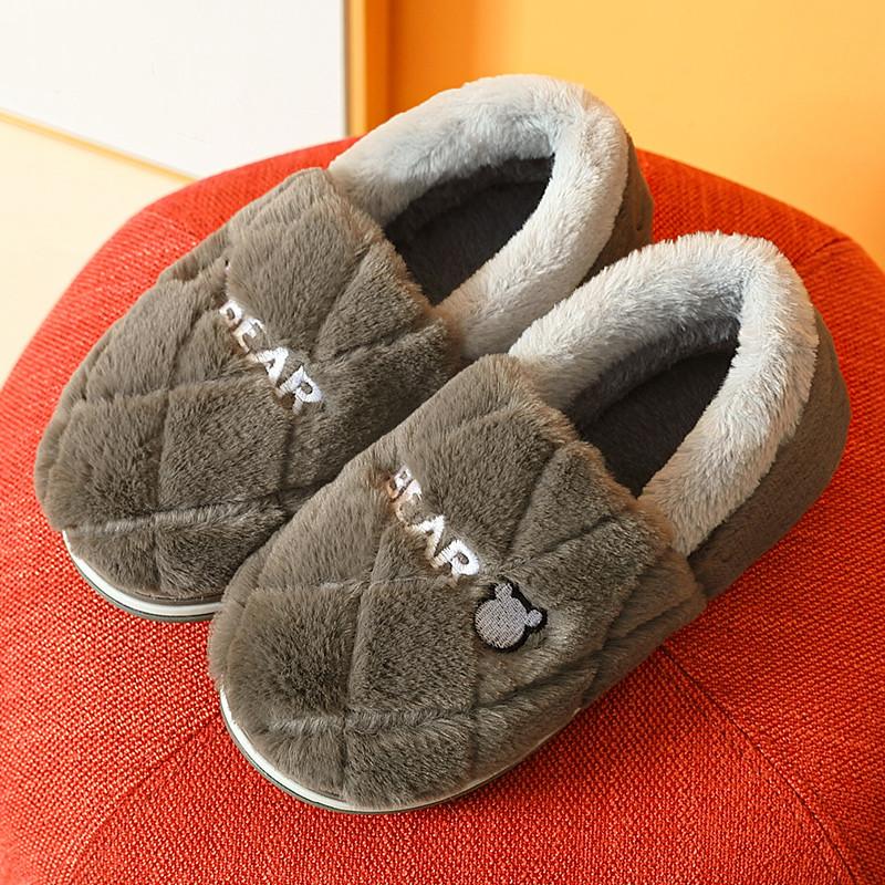Warm Home Slippers for Men Winter Thicken Plush Shoes Male Flip Flops Women Couples Indoor Casual Non Slip Soft Furry Slides