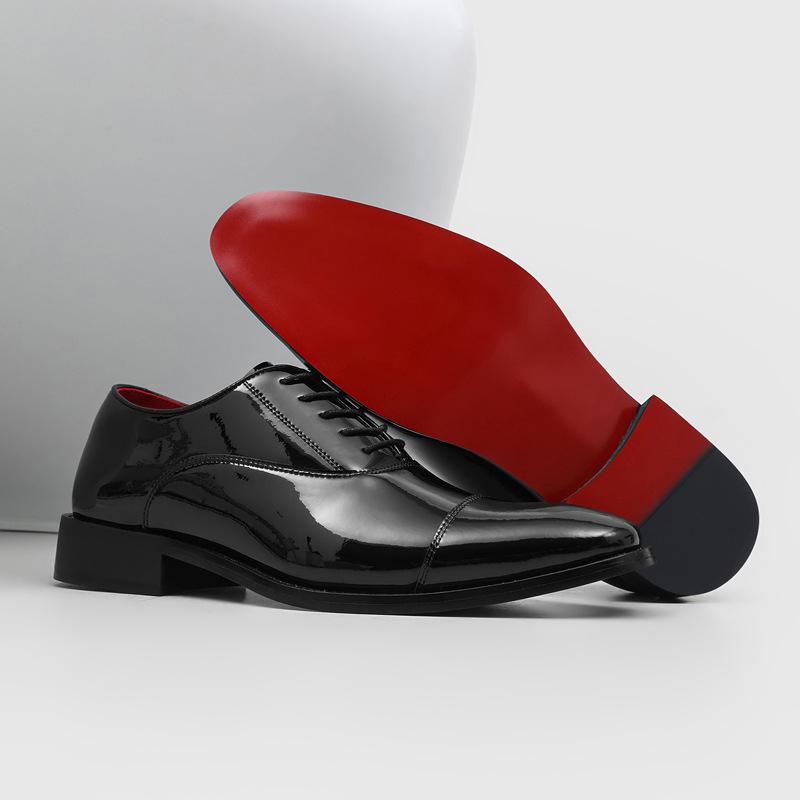 Leather shoes men's formal shoes glossy derby commuter red-soled casual men's shoes