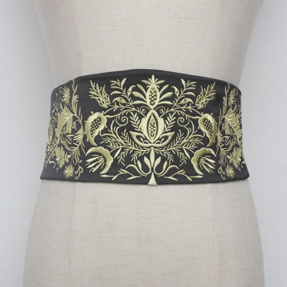Wide Style Embroidery Corset Soft Fabric Ethnic Girdle Retro Hanfu Waistband Asian Style