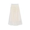 DIMANAF 2025 Летние женские новые юбки винтажные эластичные плиссированные элегантные белые длинные юбки кружевные с высокой талией