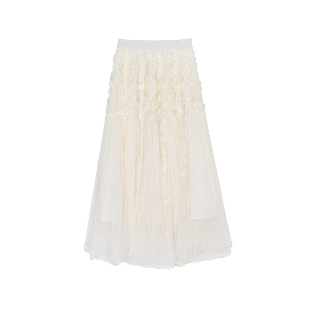 DIMANAF 2025 Летние женские новые юбки винтажные эластичные плиссированные элегантные белые длинные юбки кружевные с высокой талией