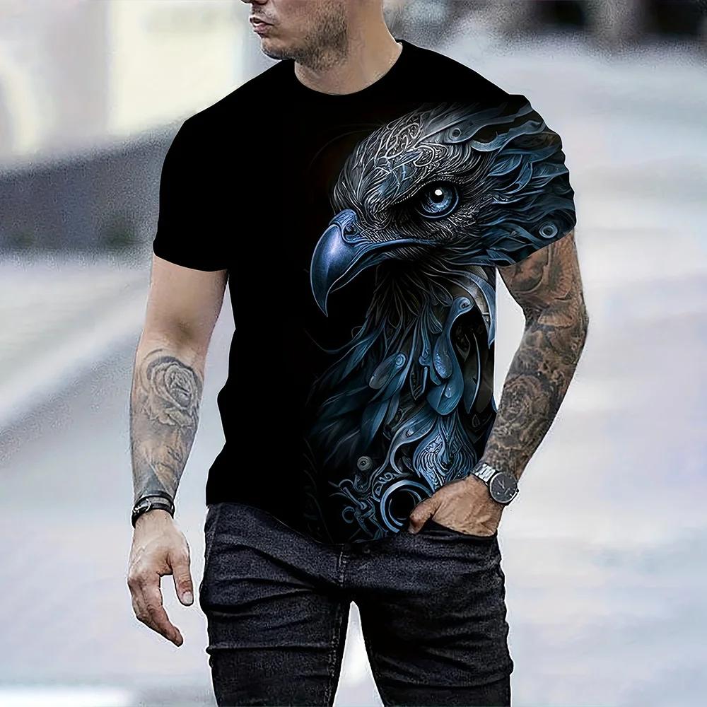 Men's Summer Eagle 3D Printed T-shirt Fashion Creative Pattern Short Sleeve Fashion Casual Outdoor Street Wear