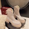Модные зимние новые толстые каблуки зимние сапоги женские круглые с полной застежкой-молнией сзади толстая подошва нескользящие износостойкие короткие сапоги