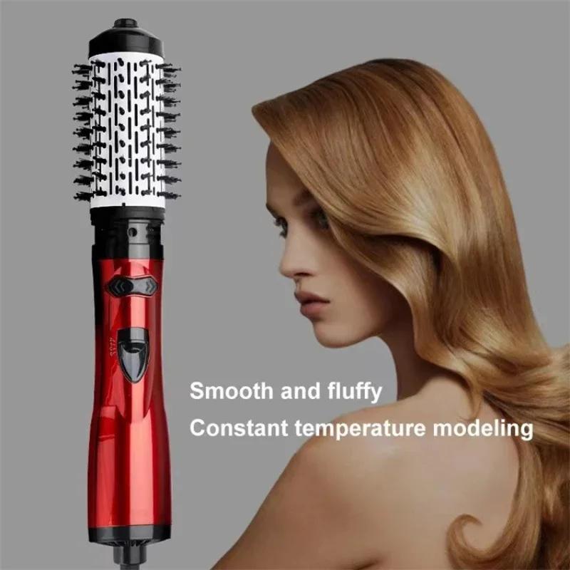 2 Replaceable Head 360 Rotating AirFlow Hot Air Brush Hair Straightener Curler Iron Volumizer Blowers Electric Hair Dryer Comb
