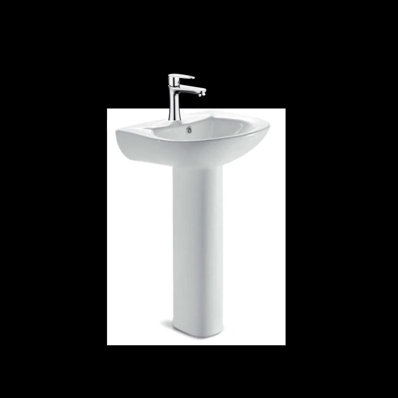 SSWW Ceramic Pedestal Wash Basin with Faucet