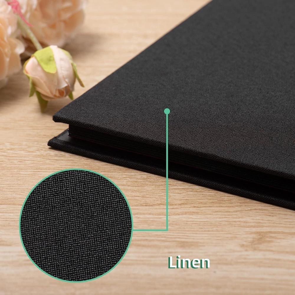 Самоклеящийся альбом для вырезок, магнитный альбом, альбом для вырезок «сделай сам», 10,6x11 дюймов, 20 листов, черные липкие страницы, льняная обложка, альбом «сделай сам»