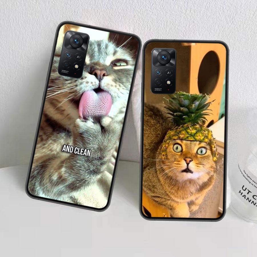 Забавный чехол для телефона с мемами про кошек Для Redmi 13C 14C Note 13 14 Pro 5G Plus 12 12C 10 10A 10C 9 9A 9C 9T 8 8A K70 Pro Xiaomi Cover S