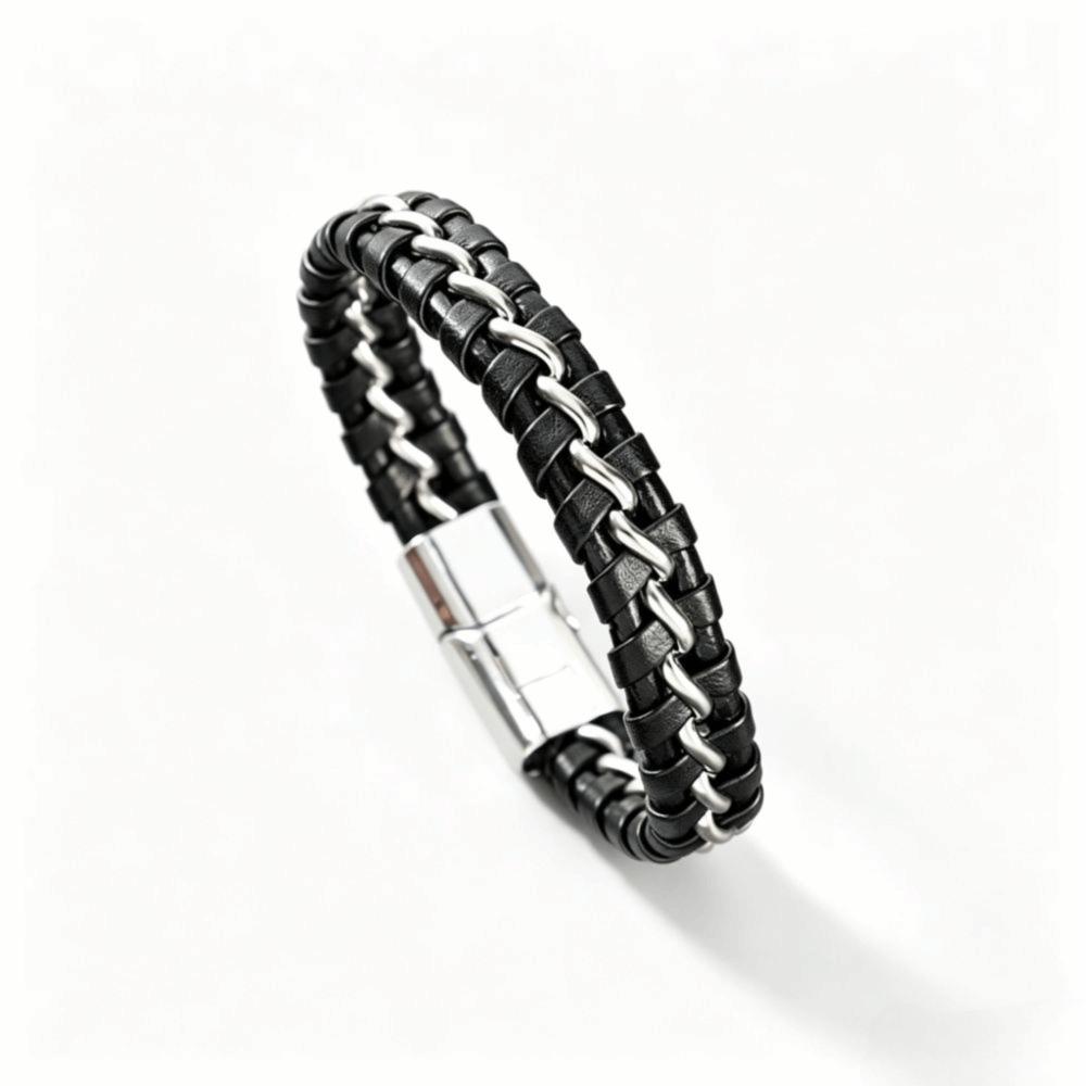 Cross Leather Bracelet Braided Leather Bangle Personality Men's Cross Bracelet Gift
