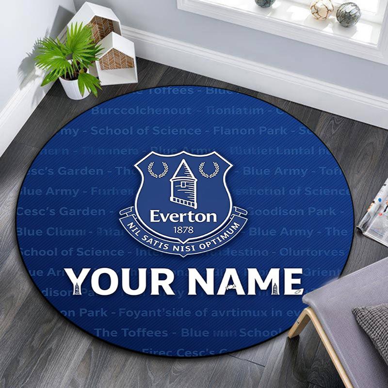 Custom Name Everton Round Area Rug,Carpet Rug for Living Room Bedroom Sofa Playroom Decor,Non-slip Floor Mat