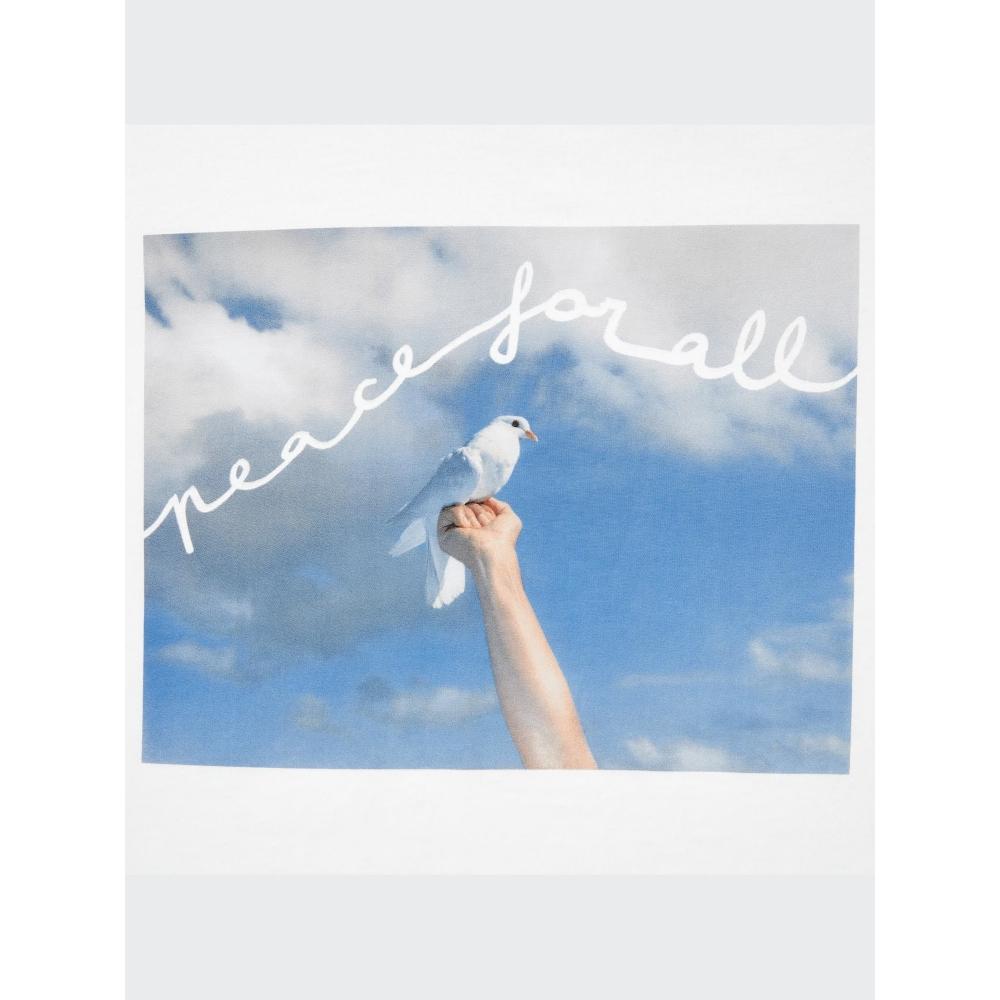 Uniqlo Футболка с коротким рукавом и принтом «Мир всем», стандартный крой, фото Magnum