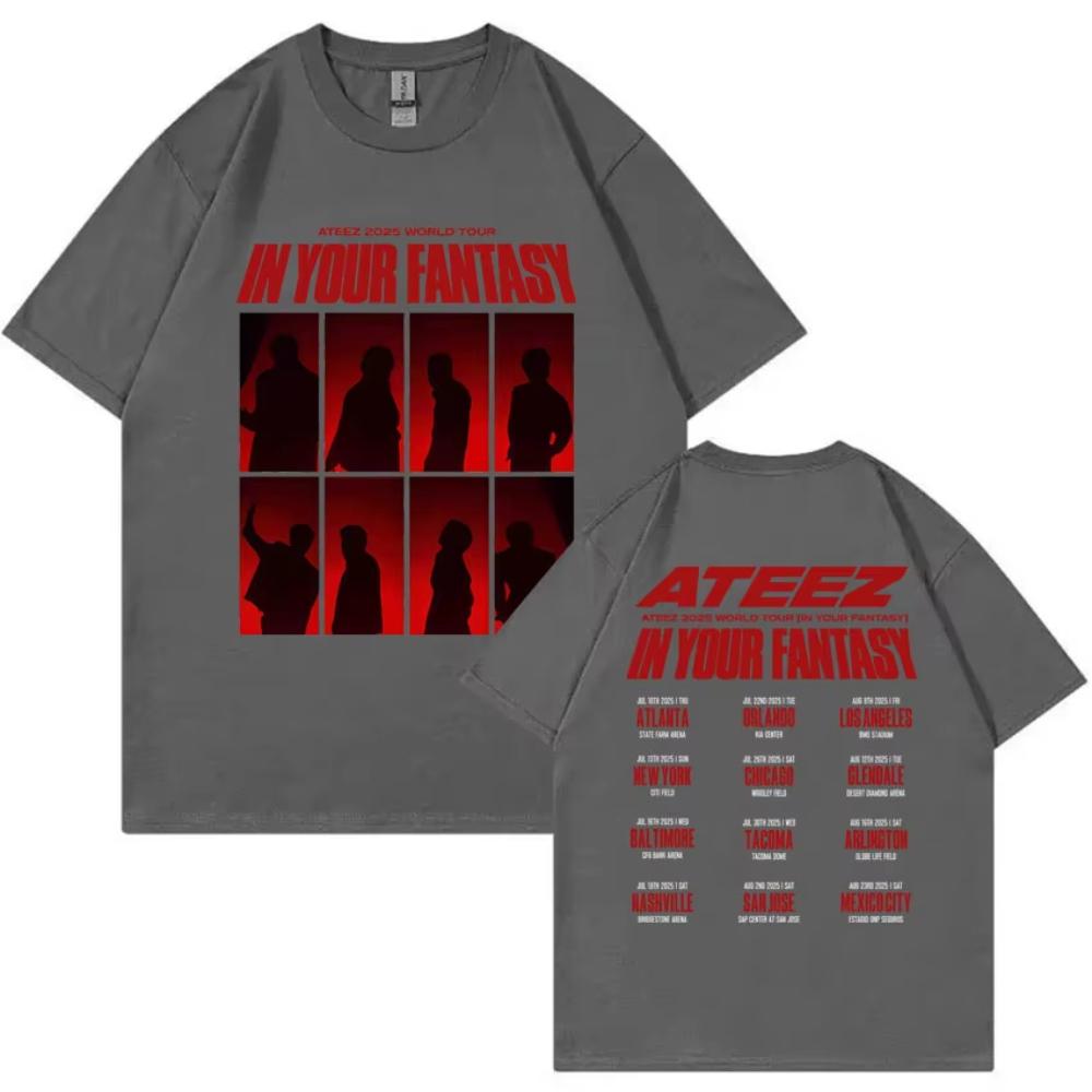 ATEEZ in Your Fantasy 2025 Мировой Тур Футболка Унисекс Оверсайз Футболки Мужские Женские Корейская Мода Тренд Футболки Kpop Уличная Мода