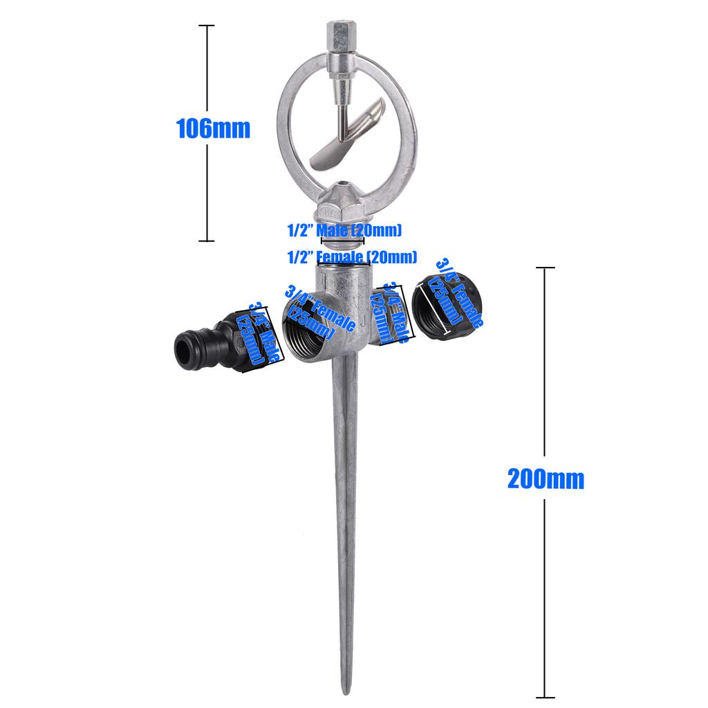 360° Butterfly Rotating Nozzle 1/2"Male Thread Garden Lawn Flower Bed Park Grass Scattering Sprinkler Watering Irrigation Supply