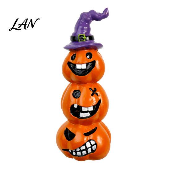 Unique Halloween Gift Ideas Pumpkin Statue, Resin Spooky Face Figurine for Desktop Ornaments Indoor Tabletop, Tiered Tray, Party, Home Decor
