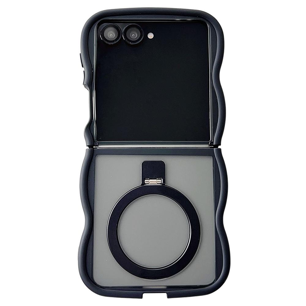 For Samsung Galaxy Z Flip7 5G Magnetic Case Kickstand Skin-Touch Wave Edge TPU+PC Phone Cover
