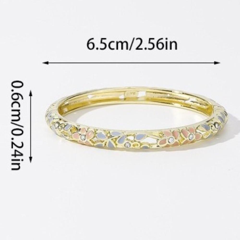 Traditional Flower Crystal Bangle Colorful Women's Hand Bracelet Vintage Cloisonne Bangle  Ladies