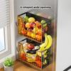 Folding Metal Storage Basket Wire Shelf Fruit Potato and Onion Storage Bins Fridge Side Basket Magnetic Spices Rack